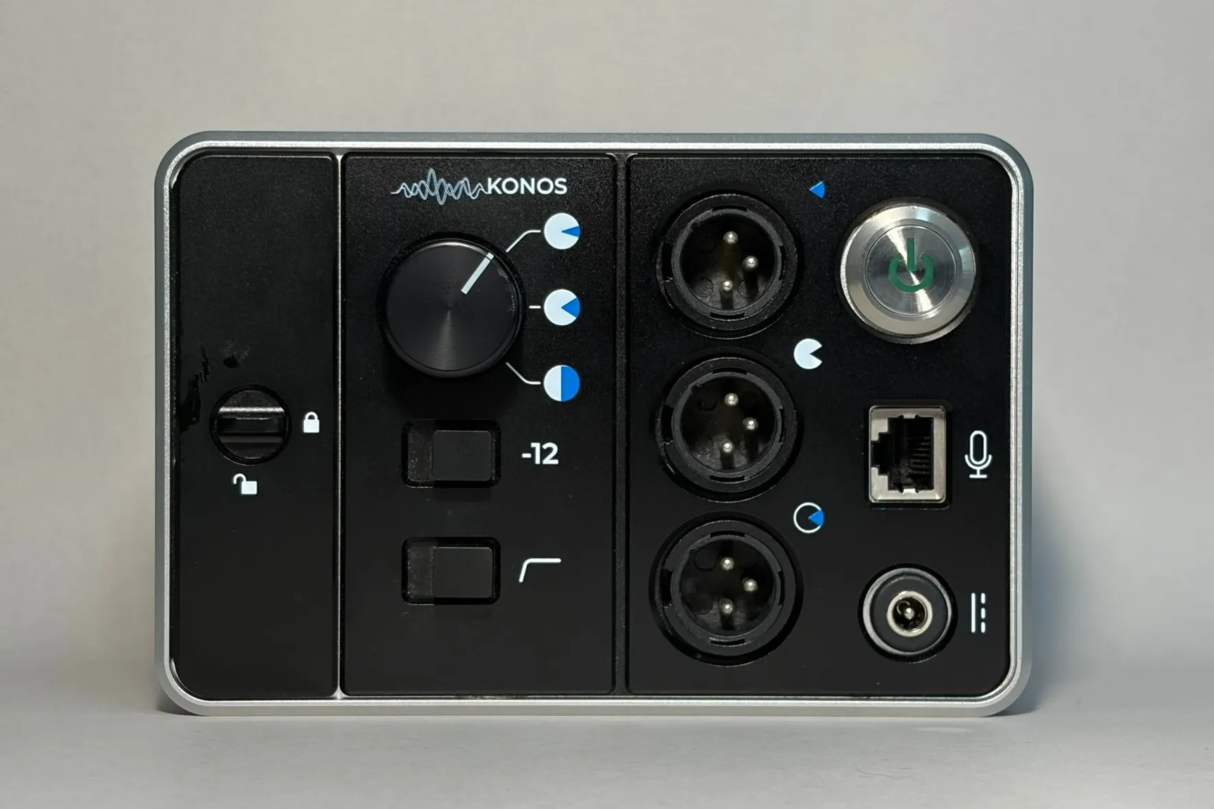 PPU30 pre-production unit, a wider and heavier enclosure, with gain, pattern selection and every connector on a single face.
